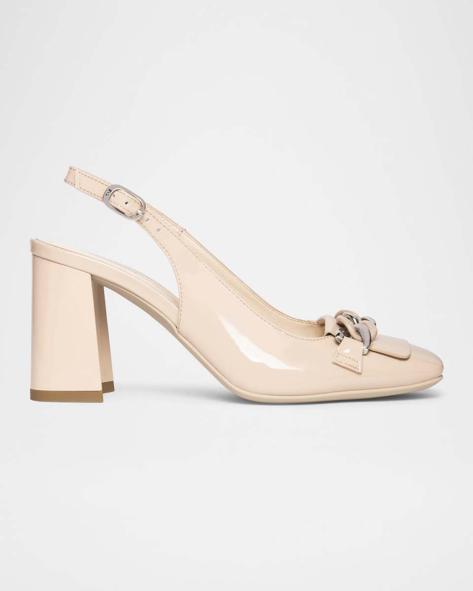 Patent Leather Chain Slingback Pumps